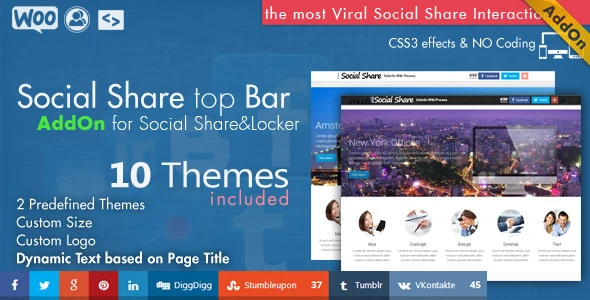 Social Share top Bar AddOn – WordPress