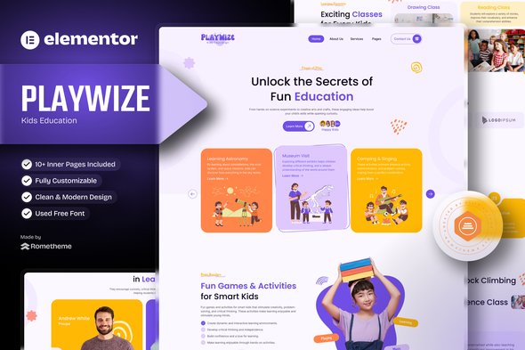 Playwize - Kids Education Elementor Template Kit